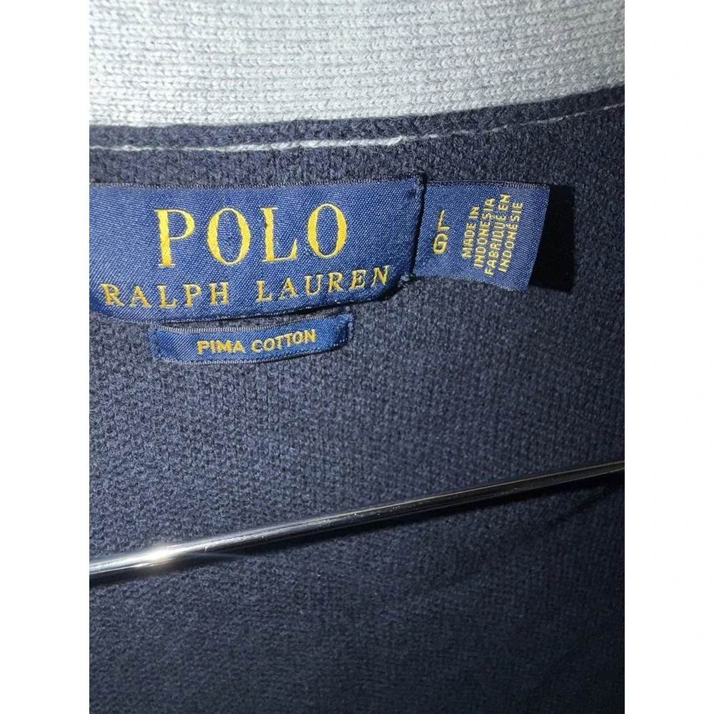 Polo Ralph Lauren Pima Cotton Varsity Sweater Men's Large‎ Blue Gray